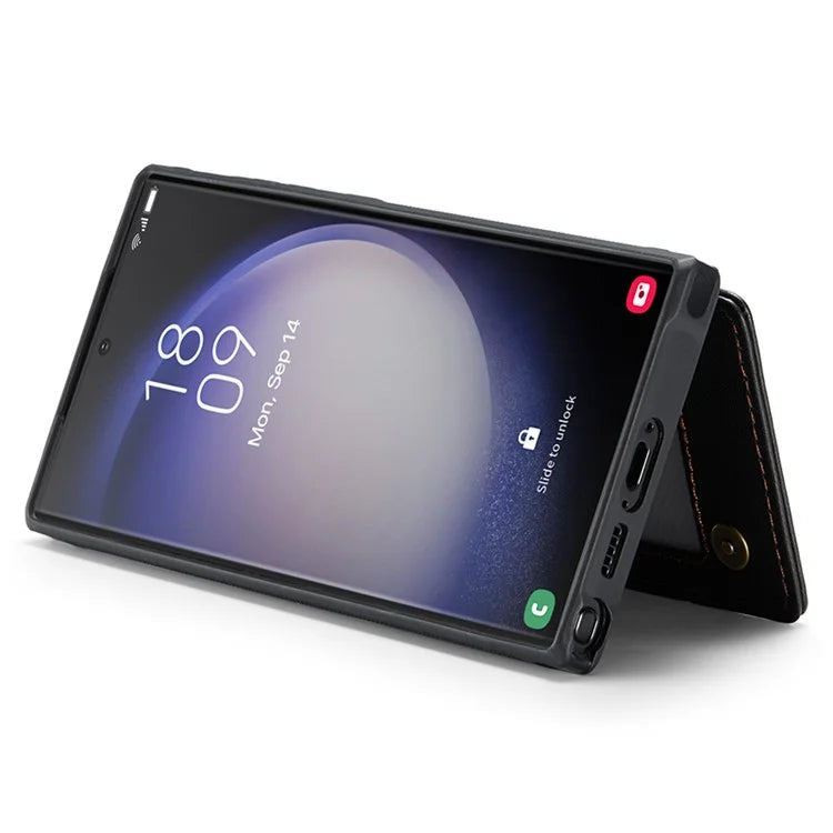 CASEME C22 Series for Samsung Galaxy S22 Ultra 5G Case Litchi Texture Card Slots Protective Cover