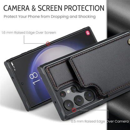 CASEME C22 Series for Samsung Galaxy S22 Ultra 5G Case Litchi Texture Card Slots Protective Cover