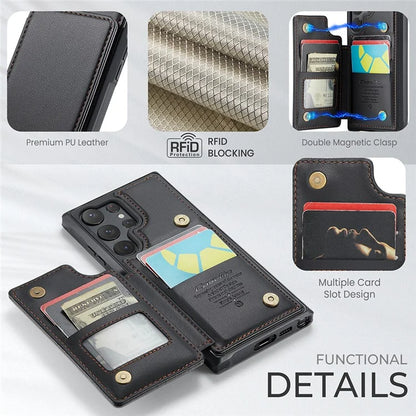 CASEME C22 Series for Samsung Galaxy S22 Ultra 5G Case Litchi Texture Card Slots Protective Cover