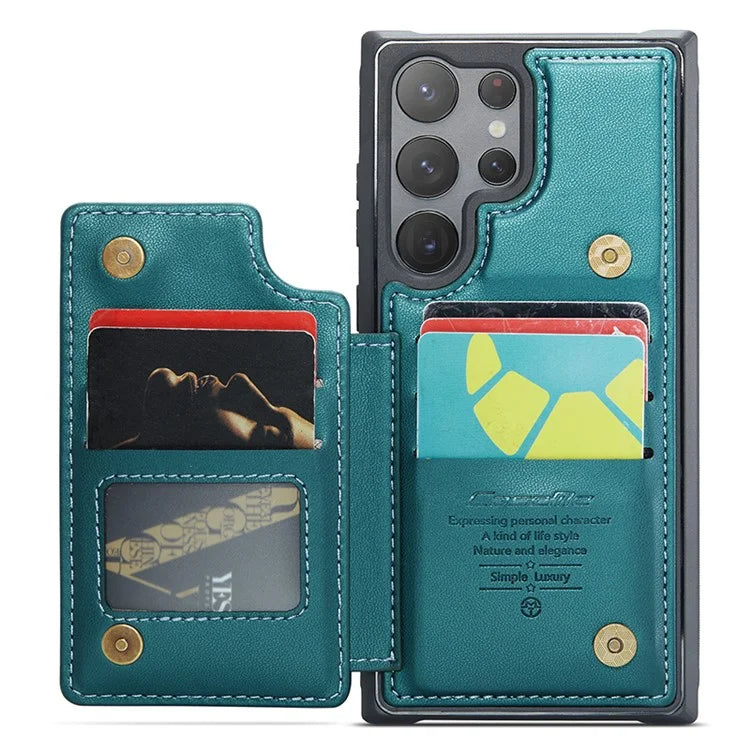 CASEME C22 Series for Samsung Galaxy S22 Ultra 5G Case Litchi Texture Card Slots Protective Cover