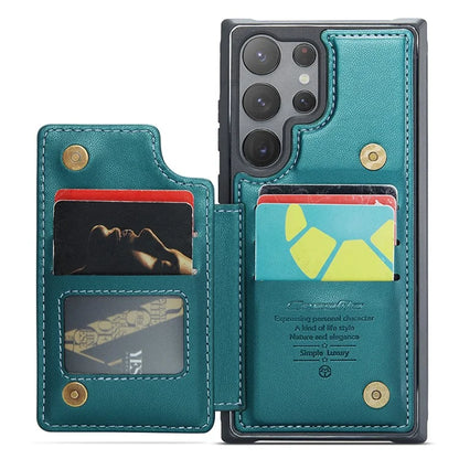 CASEME C22 Series for Samsung Galaxy S22 Ultra 5G Case Litchi Texture Card Slots Protective Cover