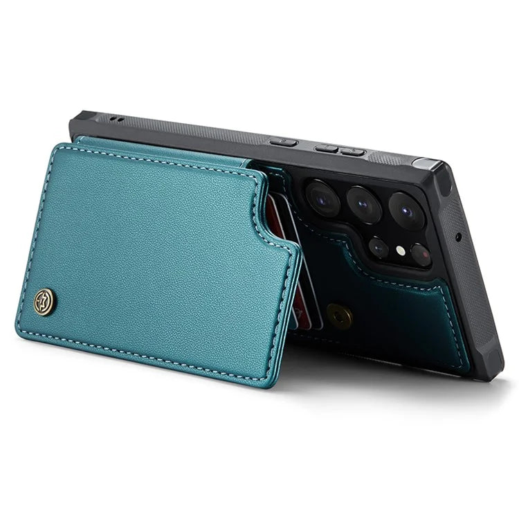 CASEME C22 Series for Samsung Galaxy S22 Ultra 5G Case Litchi Texture Card Slots Protective Cover