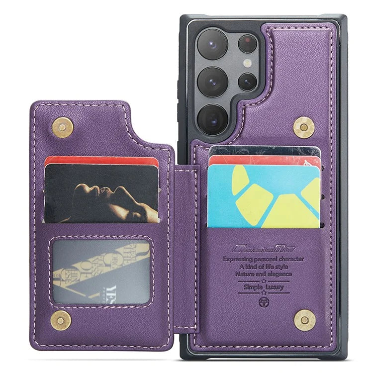 CASEME C22 Series for Samsung Galaxy S22 Ultra 5G Case Litchi Texture Card Slots Protective Cover