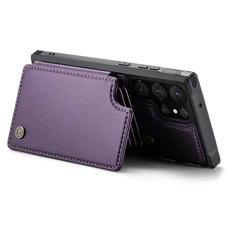 CASEME C22 Series for Samsung Galaxy S22 Ultra 5G Case Litchi Texture Card Slots Protective Cover