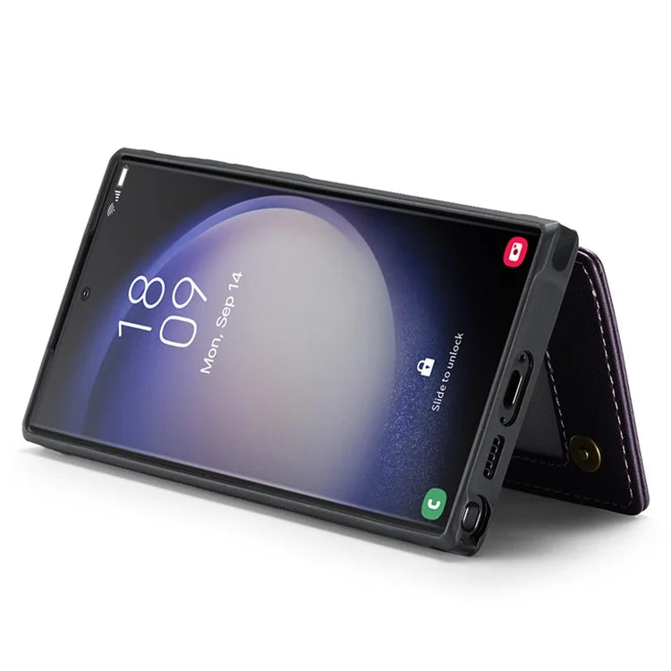 CASEME C22 Series for Samsung Galaxy S22 Ultra 5G Case Litchi Texture Card Slots Protective Cover