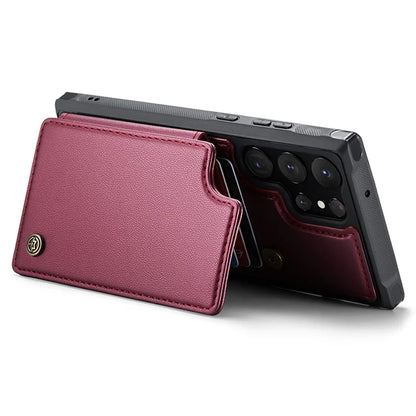 CASEME C22 Series for Samsung Galaxy S22 Ultra 5G Case Litchi Texture Card Slots Protective Cover