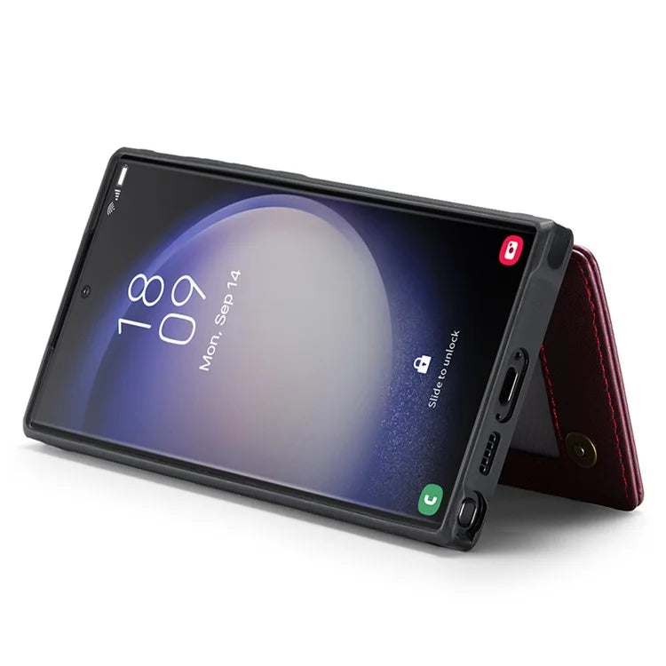 CASEME C22 Series for Samsung Galaxy S22 Ultra 5G Case Litchi Texture Card Slots Protective Cover
