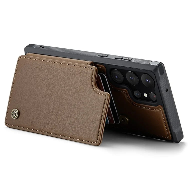 CASEME C22 Series for Samsung Galaxy S22 Ultra 5G Case Litchi Texture Card Slots Protective Cover