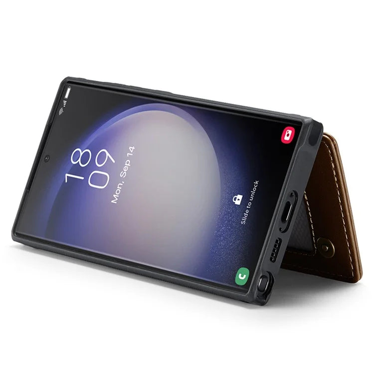 CASEME C22 Series for Samsung Galaxy S22 Ultra 5G Case Litchi Texture Card Slots Protective Cover