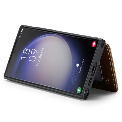 CASEME C22 Series for Samsung Galaxy S22 Ultra 5G Case Litchi Texture Card Slots Protective Cover