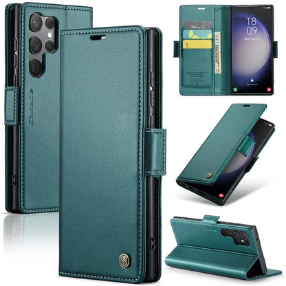 CASEME 023 Series For Samsung Galaxy S24 Ultra Case Glossy Litchi Texture Stand Phone Cover