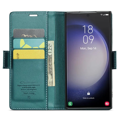 CASEME 023 Series For Samsung Galaxy S24 Ultra Case Glossy Litchi Texture Stand Phone Cover