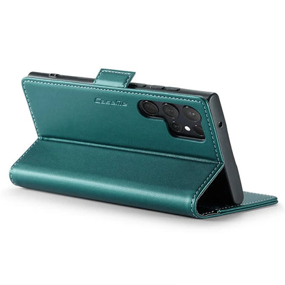 CASEME 023 Series For Samsung Galaxy S24 Ultra Case Glossy Litchi Texture Stand Phone Cover