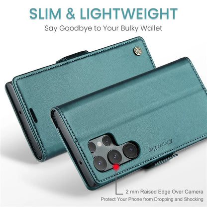 CASEME 023 Series For Samsung Galaxy S24 Ultra Case Glossy Litchi Texture Stand Phone Cover