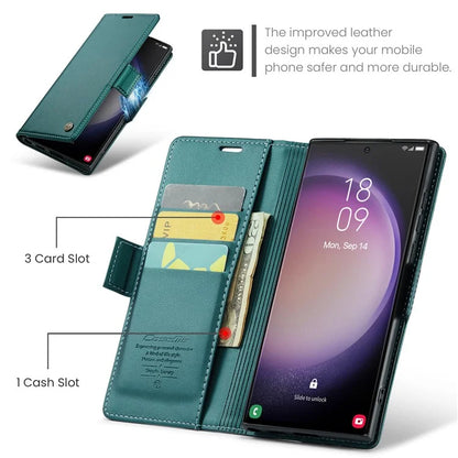 CASEME 023 Series For Samsung Galaxy S24 Ultra Case Glossy Litchi Texture Stand Phone Cover