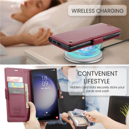 CASEME 023 Series For Samsung Galaxy S24 Ultra Case Glossy Litchi Texture Stand Phone Cover
