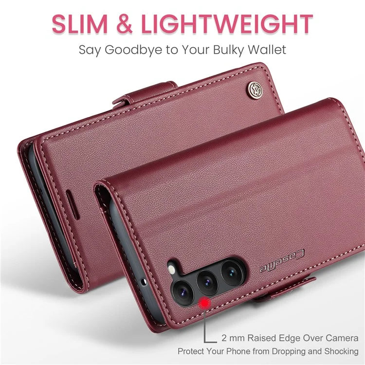 CASEME 023 Series For Samsung Galaxy S24 Case PU Leather RFID Blocking Smart Phone Protector