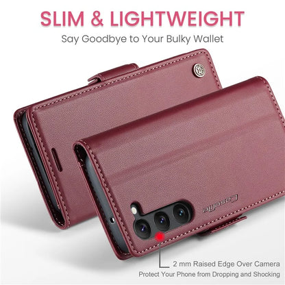 CASEME 023 Series For Samsung Galaxy S24 Case PU Leather RFID Blocking Smart Phone Protector
