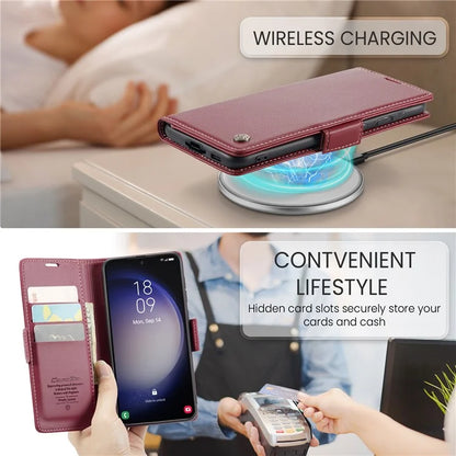 CASEME 023 Series For Samsung Galaxy S24 Case PU Leather RFID Blocking Smart Phone Protector