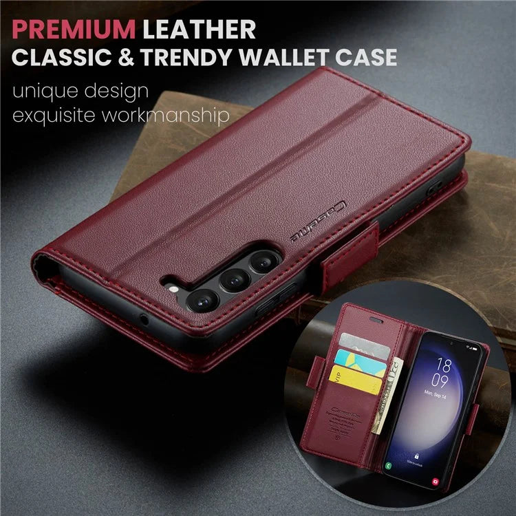 CASEME 023 Series For Samsung Galaxy S24 Case PU Leather RFID Blocking Smart Phone Protector