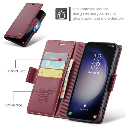 CASEME 023 Series For Samsung Galaxy S24 Case PU Leather RFID Blocking Smart Phone Protector