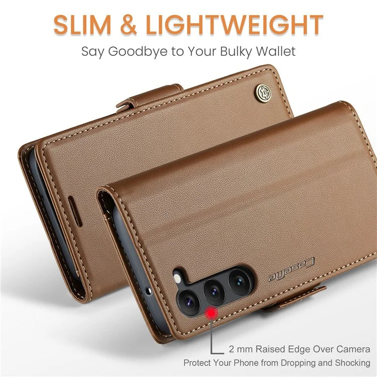 CASEME 023 Series For Samsung Galaxy S24 Case PU Leather RFID Blocking Smart Phone Protector