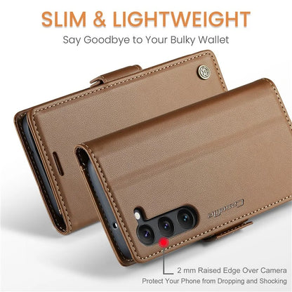 CASEME 023 Series For Samsung Galaxy S24 Case PU Leather RFID Blocking Smart Phone Protector