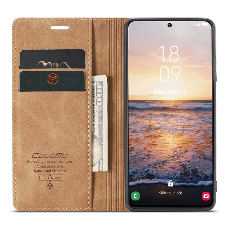 CASEME 013 Series For Samsung Galaxy S24+ Case PU Leather Wallet Mobile Phone Protector