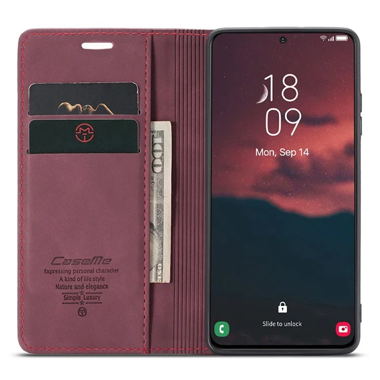 CASEME 013 Series For Samsung Galaxy S24+ Case PU Leather Wallet Mobile Phone Protector