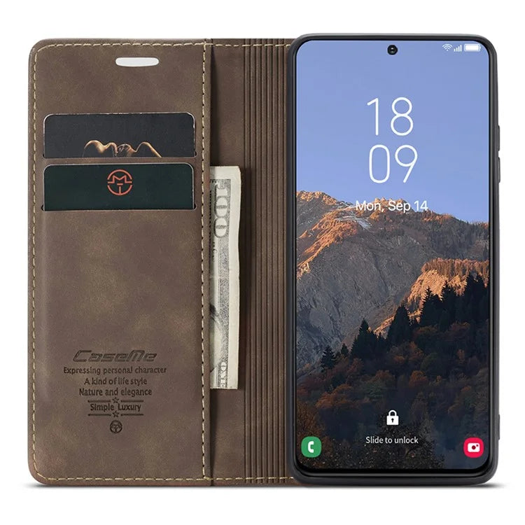 CASEME 013 Series For Samsung Galaxy S24+ Case PU Leather Wallet Mobile Phone Protector