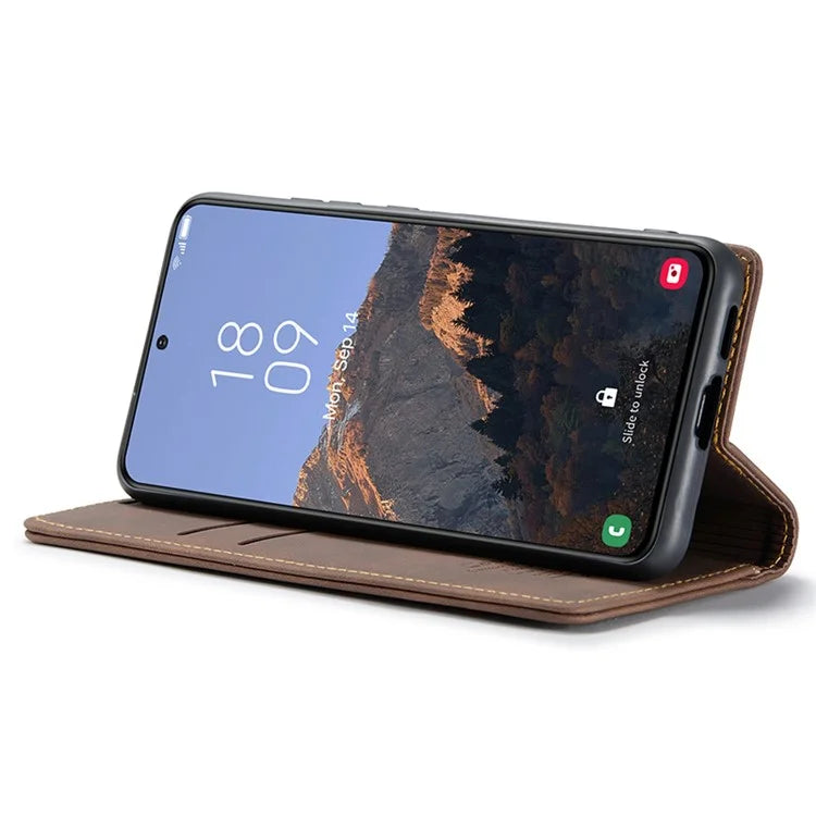 CASEME 013 Series For Samsung Galaxy S24+ Case PU Leather Wallet Mobile Phone Protector