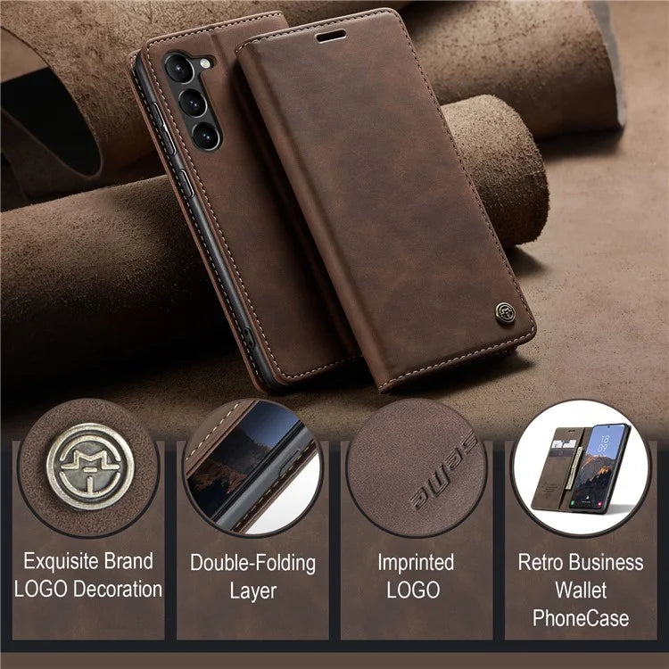 CASEME 013 Series For Samsung Galaxy S24+ Case PU Leather Wallet Mobile Phone Protector