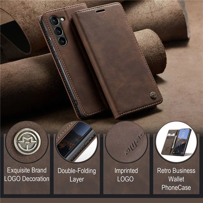 CASEME 013 Series For Samsung Galaxy S24+ Case PU Leather Wallet Mobile Phone Protector