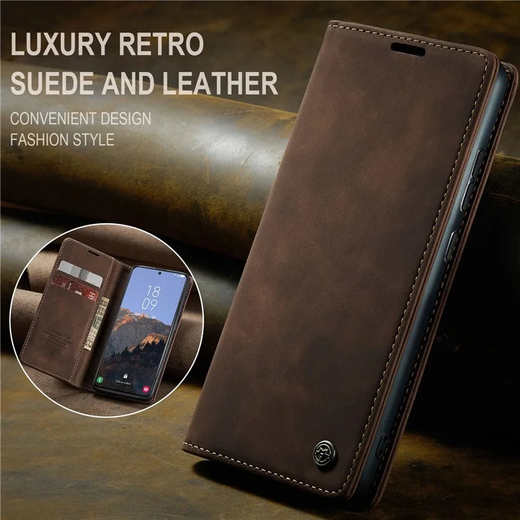 CASEME 013 Series For Samsung Galaxy S24+ Case PU Leather Wallet Mobile Phone Protector