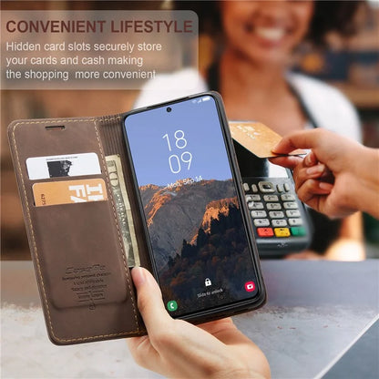 CASEME 013 Series For Samsung Galaxy S24+ Case PU Leather Wallet Mobile Phone Protector