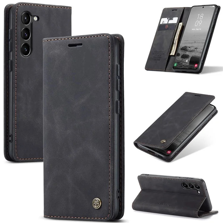 CASEME 013 Series For Samsung Galaxy S24 Case Anti-drop PU Leather Stand Cellphone Protector