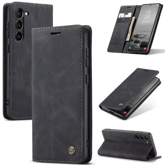 CASEME 013 Series For Samsung Galaxy S24 Case Anti-drop PU Leather Stand Cellphone Protector