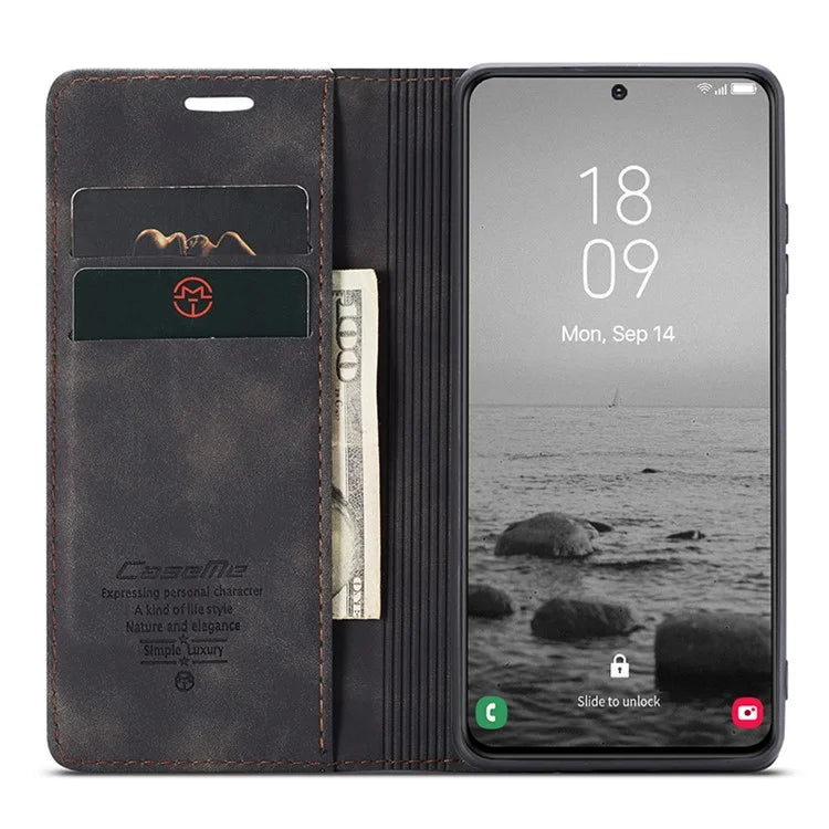 CASEME 013 Series For Samsung Galaxy S24 Case Anti-drop PU Leather Stand Cellphone Protector