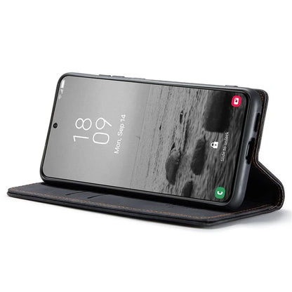 CASEME 013 Series For Samsung Galaxy S24 Case Anti-drop PU Leather Stand Cellphone Protector
