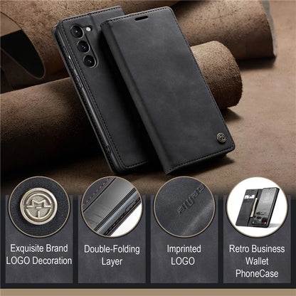 CASEME 013 Series For Samsung Galaxy S24 Case Anti-drop PU Leather Stand Cellphone Protector