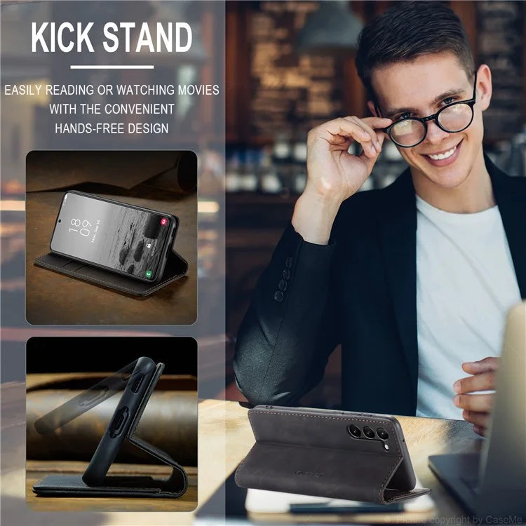 CASEME 013 Series For Samsung Galaxy S24 Case Anti-drop PU Leather Stand Cellphone Protector