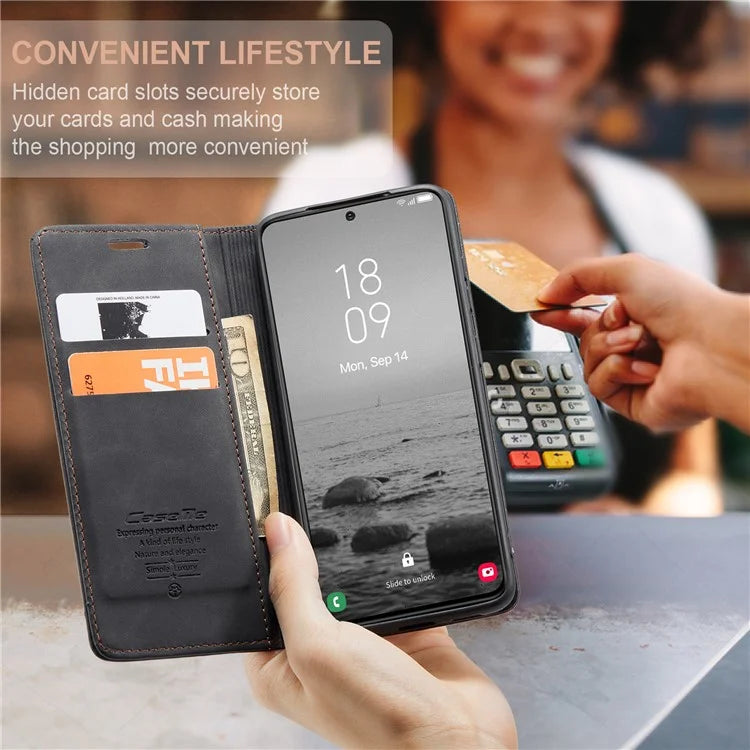 CASEME 013 Series For Samsung Galaxy S24 Case Anti-drop PU Leather Stand Cellphone Protector