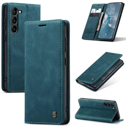 CASEME 013 Series For Samsung Galaxy S24 Case Anti-drop PU Leather Stand Cellphone Protector