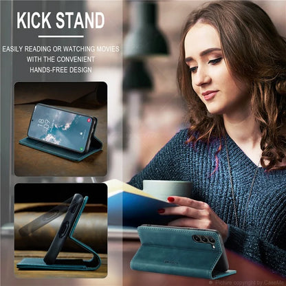 CASEME 013 Series For Samsung Galaxy S24 Case Anti-drop PU Leather Stand Cellphone Protector