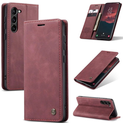 CASEME 013 Series For Samsung Galaxy S24 Case Anti-drop PU Leather Stand Cellphone Protector
