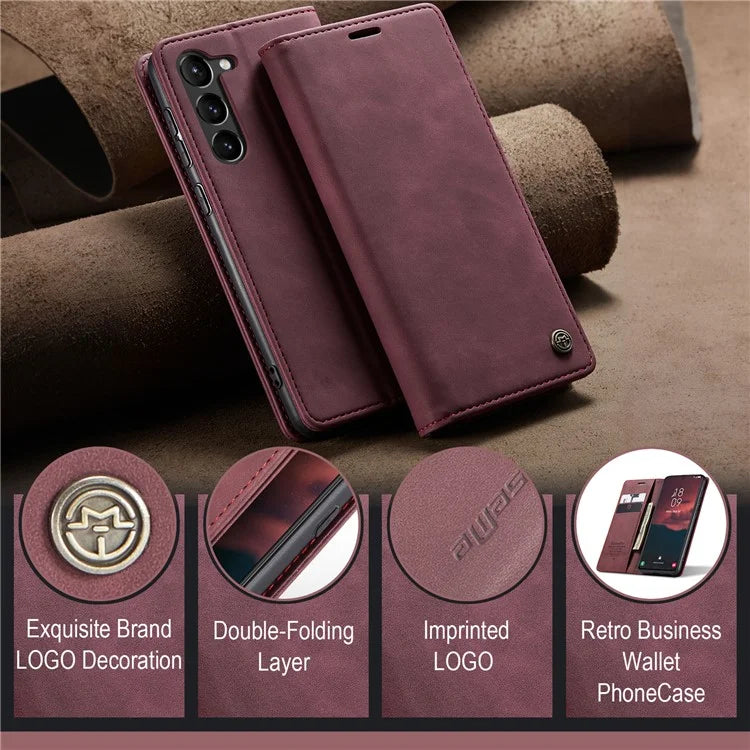 CASEME 013 Series For Samsung Galaxy S24 Case Anti-drop PU Leather Stand Cellphone Protector