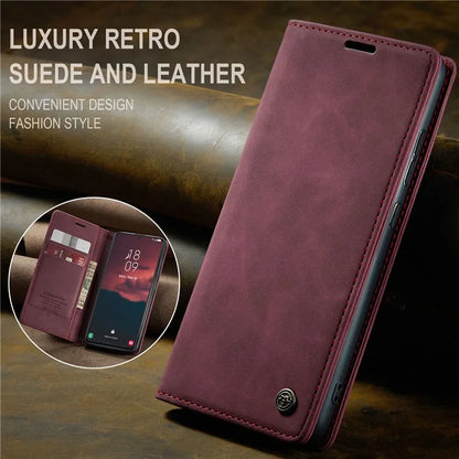 CASEME 013 Series For Samsung Galaxy S24 Case Anti-drop PU Leather Stand Cellphone Protector