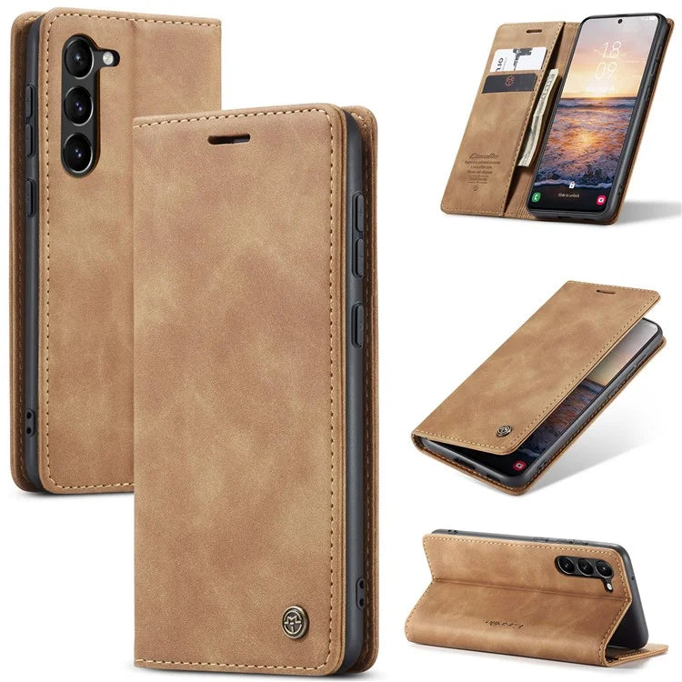 CASEME 013 Series For Samsung Galaxy S24 Case Anti-drop PU Leather Stand Cellphone Protector