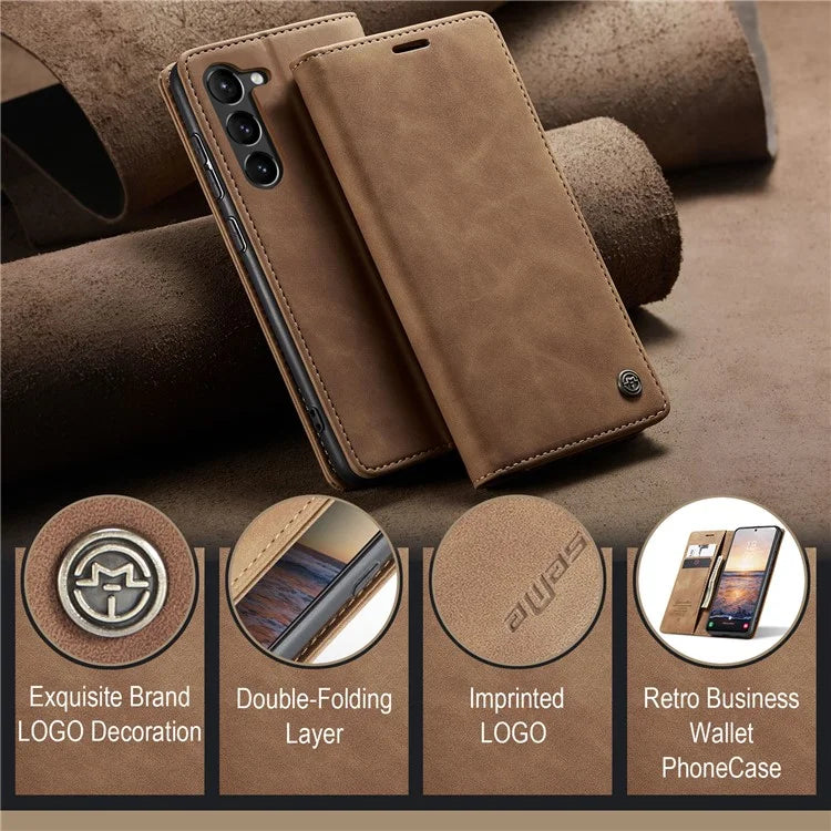CASEME 013 Series For Samsung Galaxy S24 Case Anti-drop PU Leather Stand Cellphone Protector