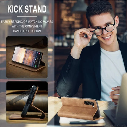 CASEME 013 Series For Samsung Galaxy S24 Case Anti-drop PU Leather Stand Cellphone Protector